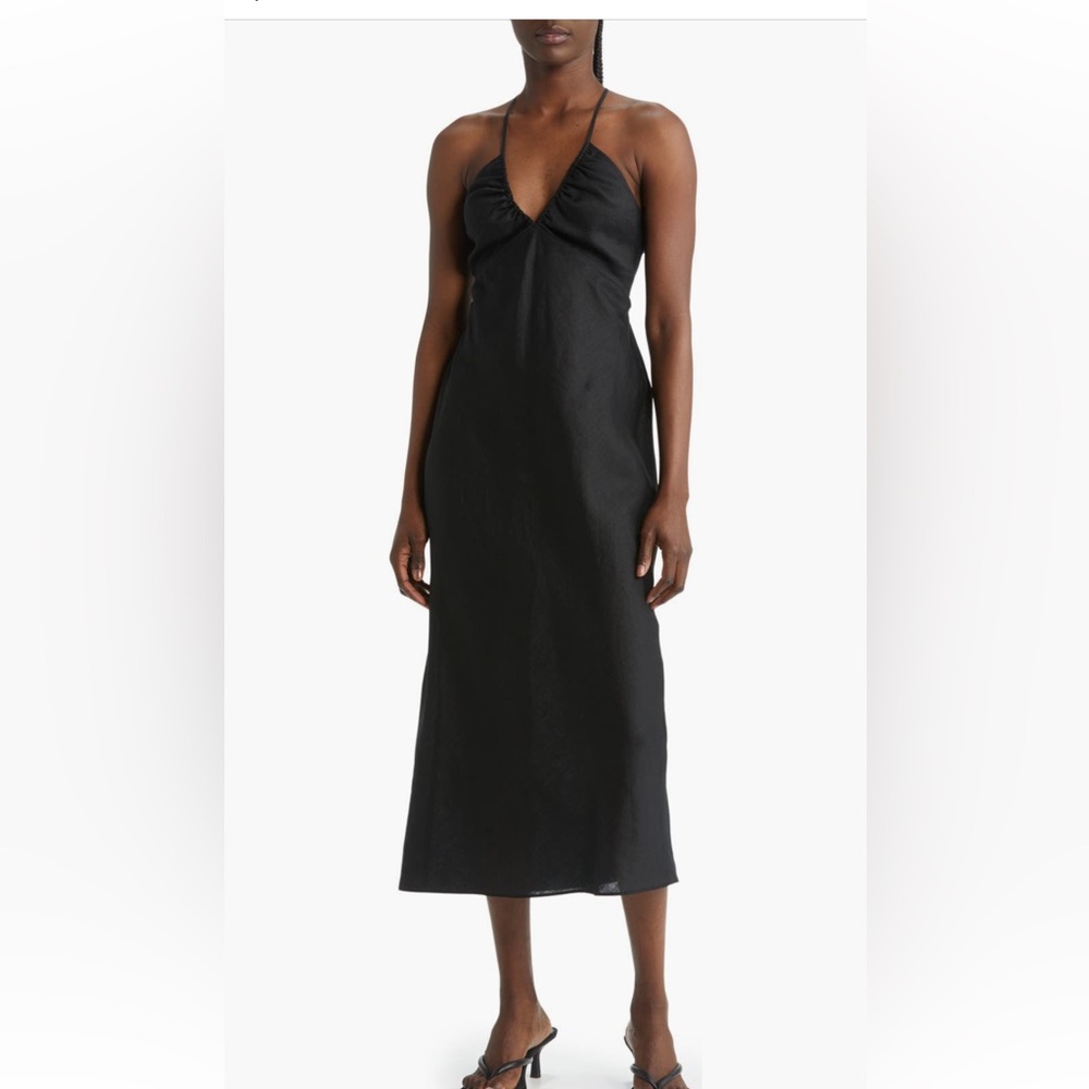 & Other Stories Black Midi Slip Dress